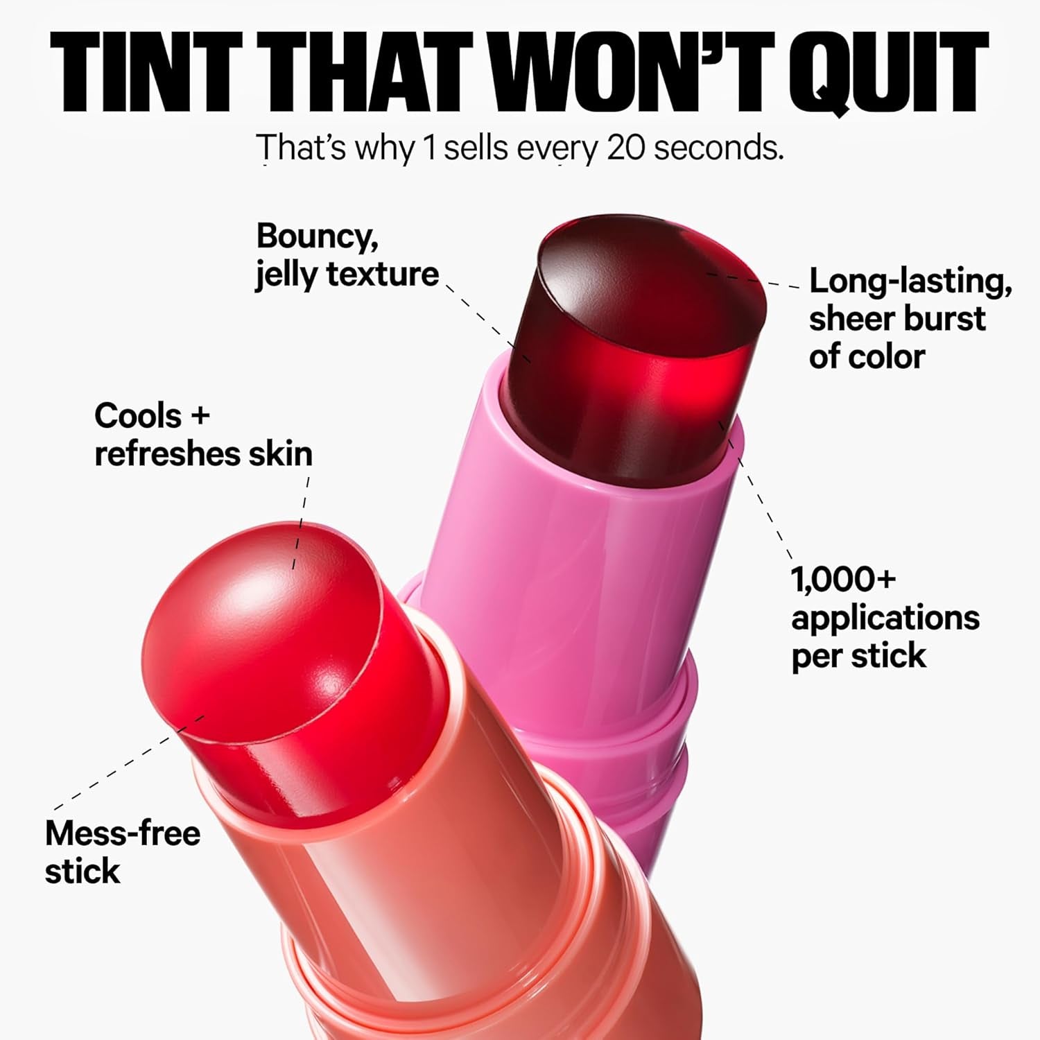 Cooling Water Jelly Tint – Sheer Lip + Cheek Stain with Vegan Collagen, Seawater + Aloe – Hydrating, Long-Lasting, Buildable Lip Tint + Blush